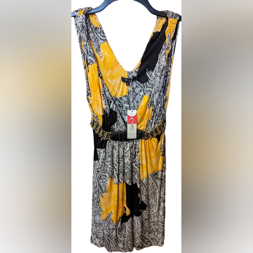NWT SKY 💯% SILK BOUTIQUE BELTED MINI DRESS SZ L